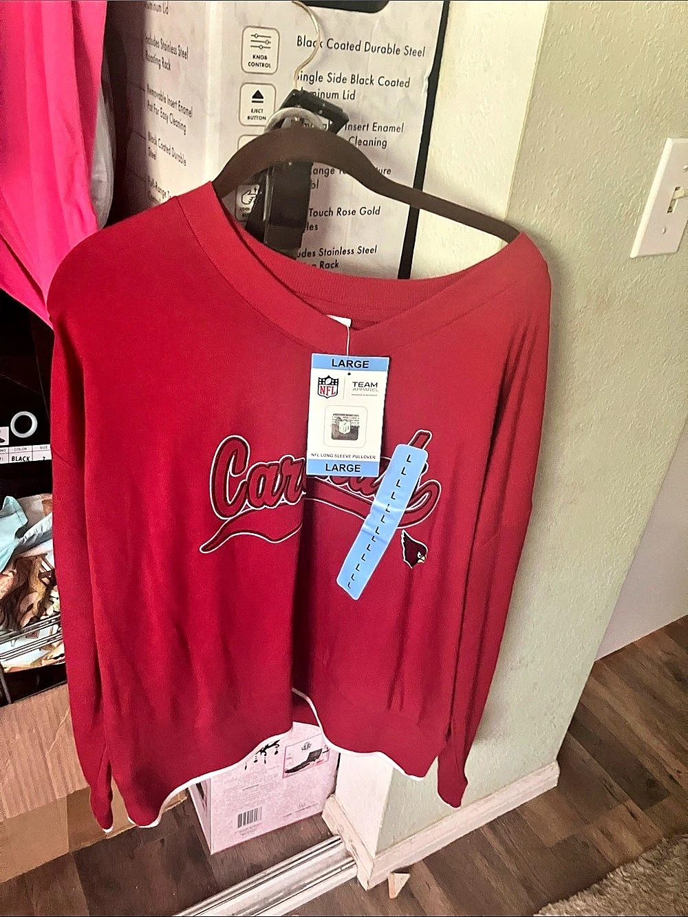 NFL Team Apparel NFL Long Sleeve Pullover Cardinals Red Large NWT